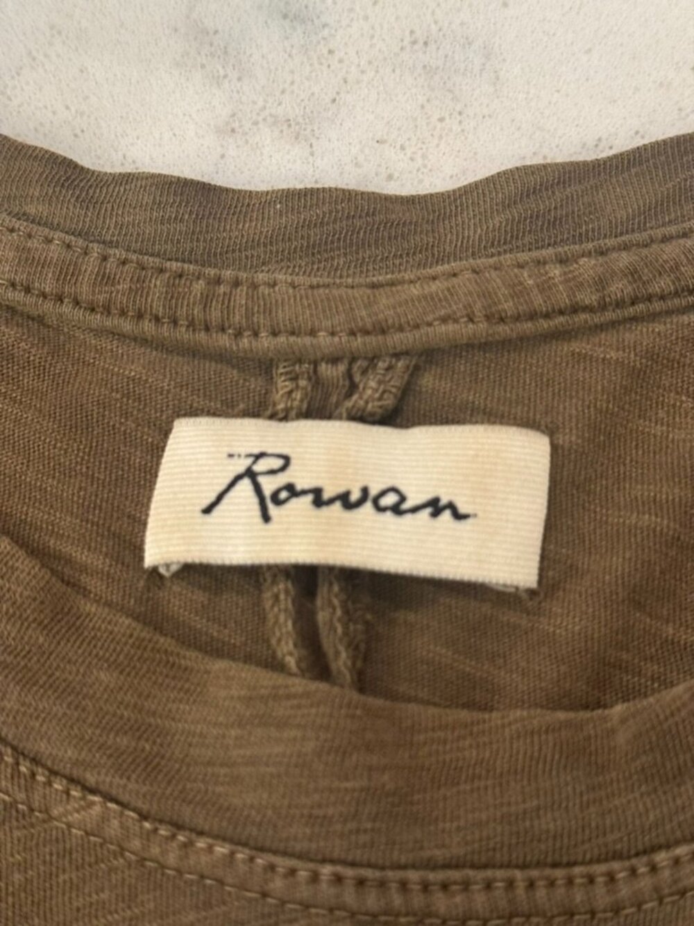 Rowan Mustard Green Cotton Cap Sleeve Tee Size XS - Picture 4 of 5